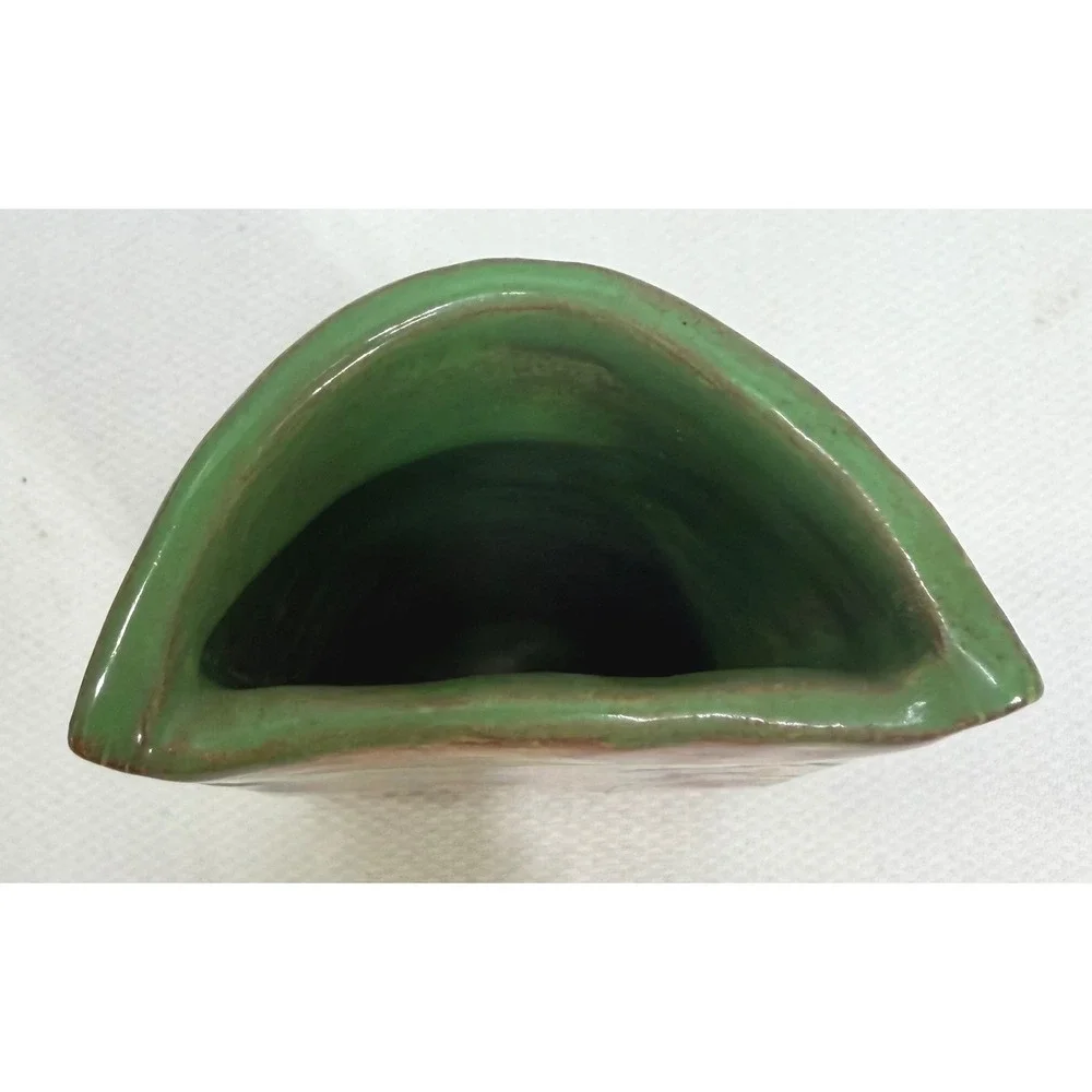B. Gregory Handcrafted Studio Pottery Drip Glaze Ceramic Wall Pocket Vase Brown